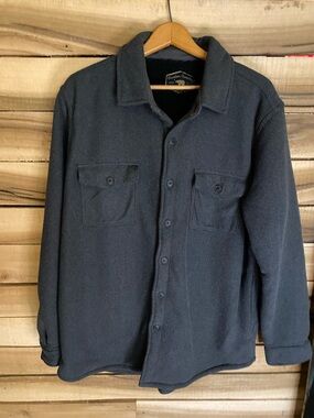 Freedom Foundry Men's fleece lined Dark Gray Button-Up Collar Shirt Jacket XL